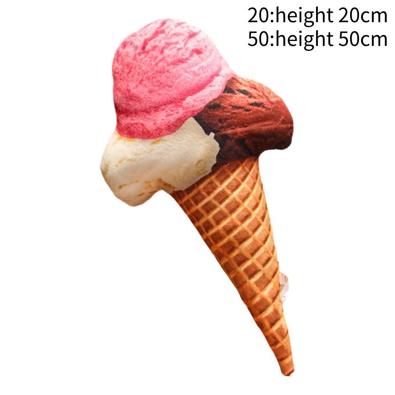 

Cream Plush Ice Cone Toy Pillow Bedtime Companion Pp Cotton Filling Realistic 20cm/7.87in,Pink Brown