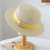 Japanese and Korean top hat Flat top straw hat Women's high-end straw hat, sun protection sun hat Holiday straw hat Seaside beach hat