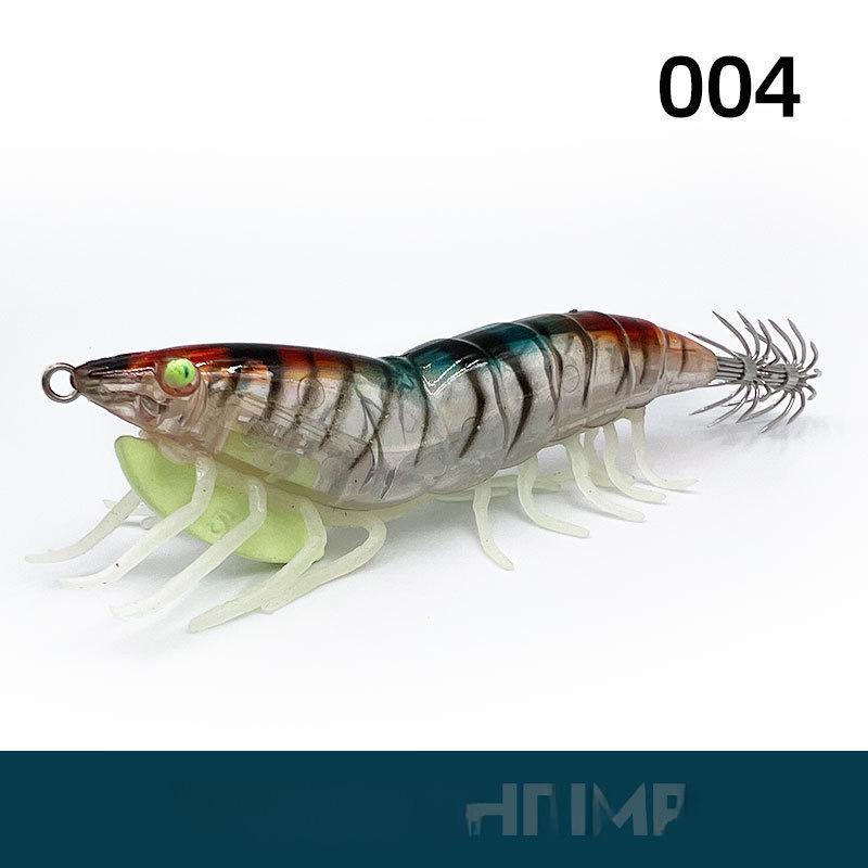 Luminous Wooden Shrimp Squid Hook with Beads and Soft Foot Lure for Sea Fishing and Lobster Bait