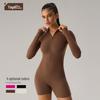 Damen Cross-Border Langarm Reißverschluss Bodysuit, Sexy Po-Hebender Fitness Jumpsuit, Sportbekleidung & Yoga Wear - DLT003
