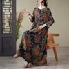 Printed Round Neck Loose Plus Size Long Sleeve Dresses for Women