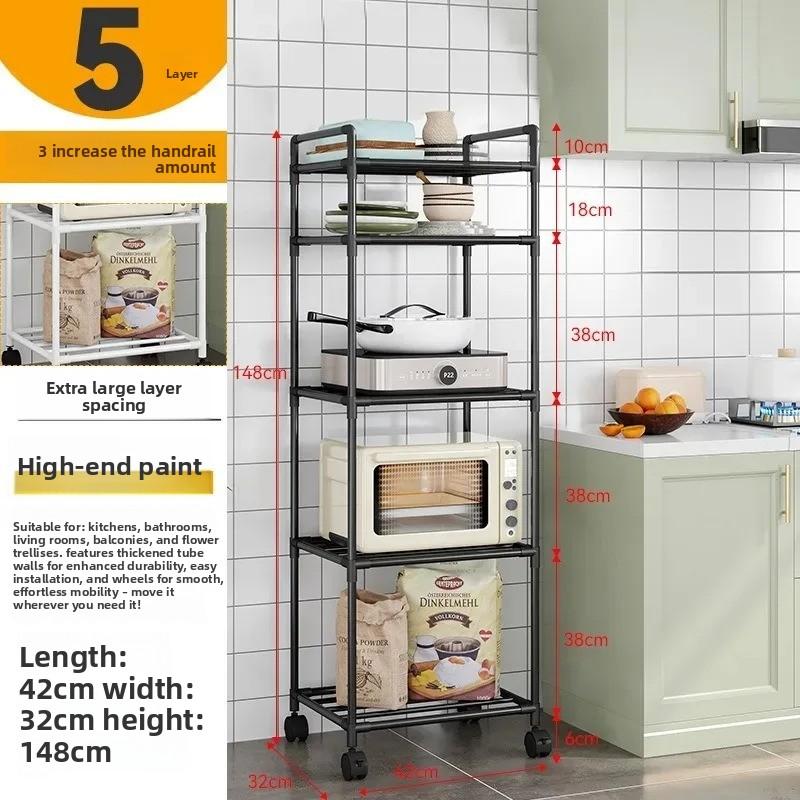 Kitchen multi-layer floor storage rack, household removable storage rack integrated wall rack 48
