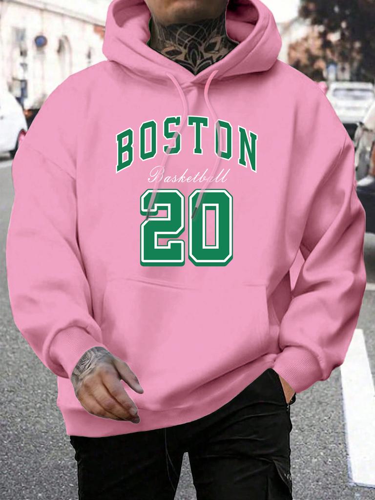 Boston City Print Herren Hoodie Harajuku Lockerer Pullover Mode Fleece Warmer Hoodie Mann Vintage Herbst Rundhals Oberteil