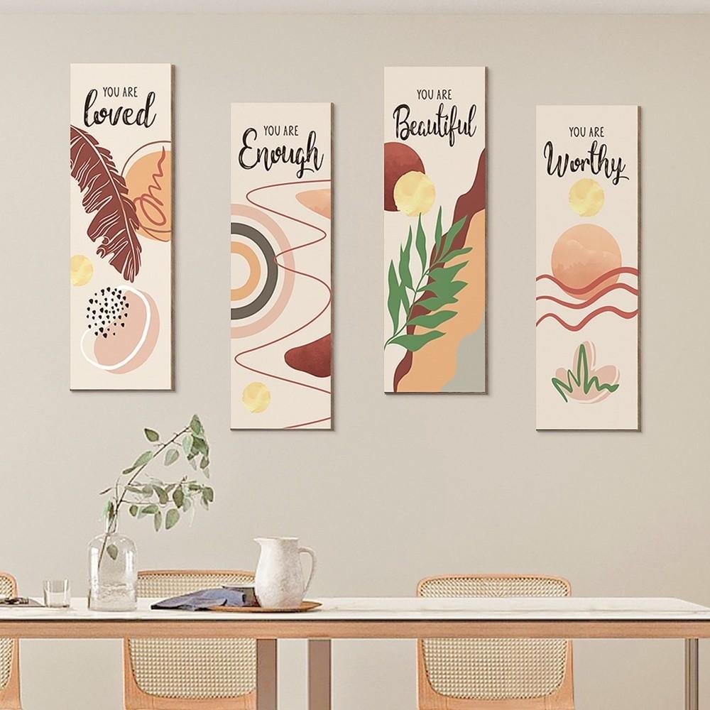 Inspirational Quotes Bohemian Abstract Hanging Sign Wall-mounting Artistic Plant Leaf Pendant Handmade Decorative Panel