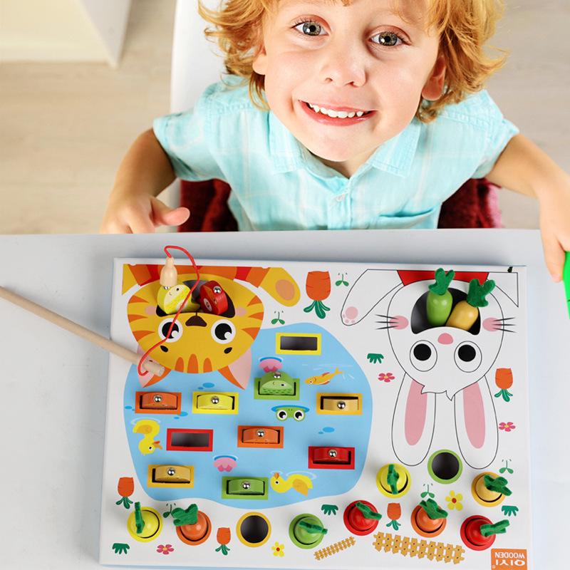 CPC CE Multifunctional Wooden Fishing and Radish Feeding Game Toy for Kids