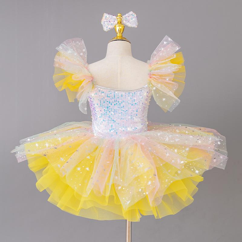Tutu da Ballo per Bambina Vestito Soffice di Garza per Asilo Gala di Capodanno Esibizione Corale