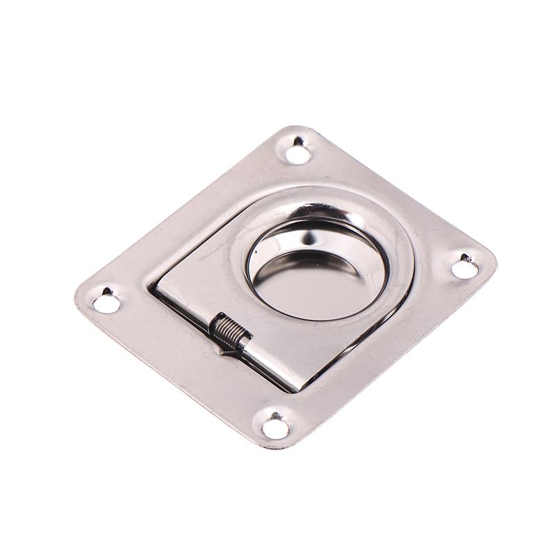 1Pc 65X56Mm Stainless Steel Square Pull-Ring Springloaded Boat Deck Hatch Pull Flush Mount Hardware Cabinet Recessed Rings Pull