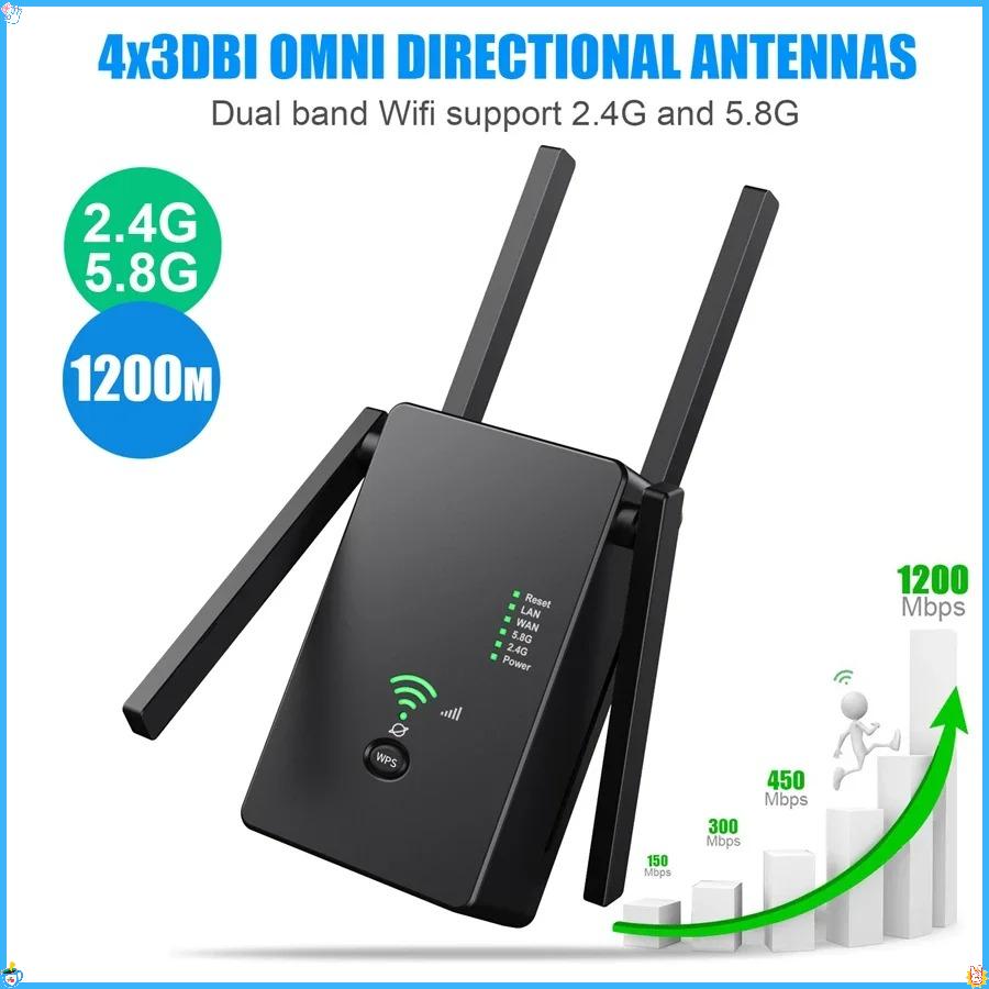 1200Mbps Wireless 5Ghz Router WiFi Repeater 2.4G Long Range Extender 5G Wi-Fi Signal Booster Home Network Amplifier