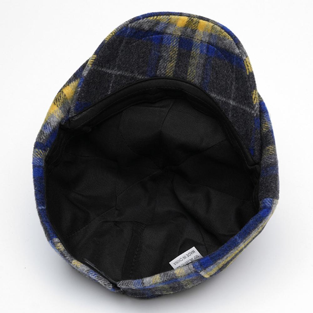 HT4489 Berets Men Women Autumn Winter Wool Beret Hat Artist Painter Flat Cap Hat Female Male Colored Plaid Octagonal Beret Cap