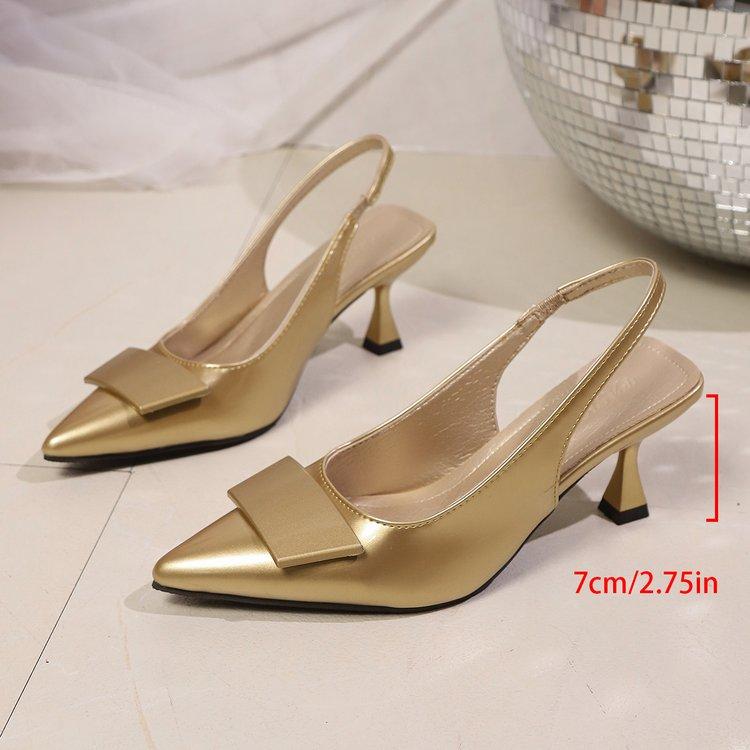 Fashion Womens Leather Slippers High Heels Shoes Party Pumps Woman Summer Sandals Women High Heel Slingback Sandal Shoes