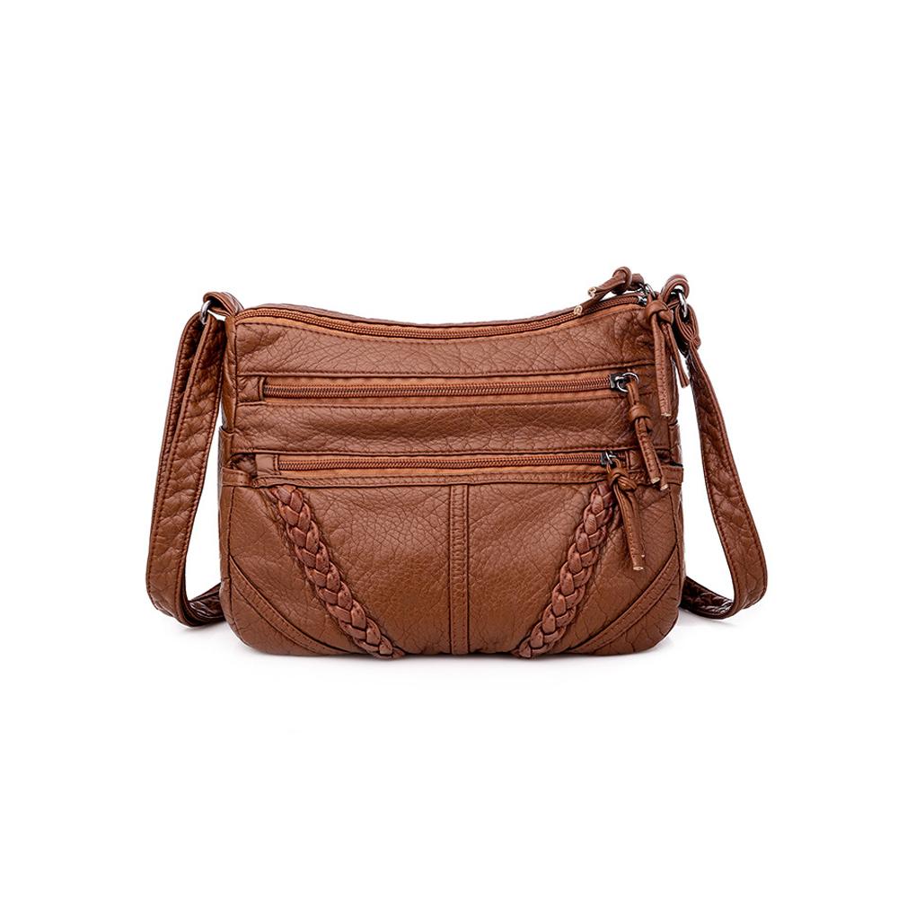 Сумка через плечо женская мягкая кожа большой вместительный женский рюкзак на одно плечо коричневый 1490₽