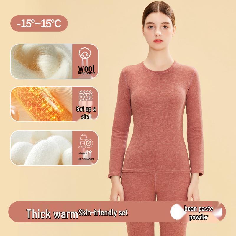 2025 Neue Wolle Seide Doppelseitiges Fleece Unterwäsche Set für Damen und Herren - Warme Herbstkleidung