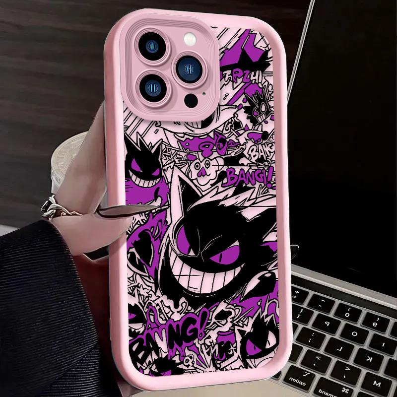 Luxury Gengar P-Pokemon Soft Case For iPhone 17 Air 16 16E 15 14 13 12 11 Pro Max X XS X S Max XR SE 2020 SE4 7 8 Silicone Cover