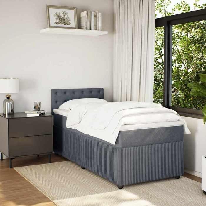 Maison Exclusive - Bettlattenrost mit Matratze Dunkelgrau 100x200 cm