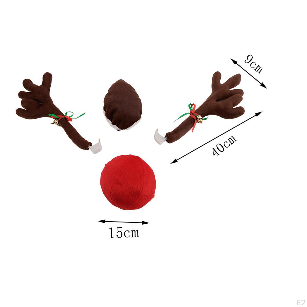 Christmas Car Reindeer Antlers and Nose Decorations Premium Material Holiday Accessory LED Vehicle