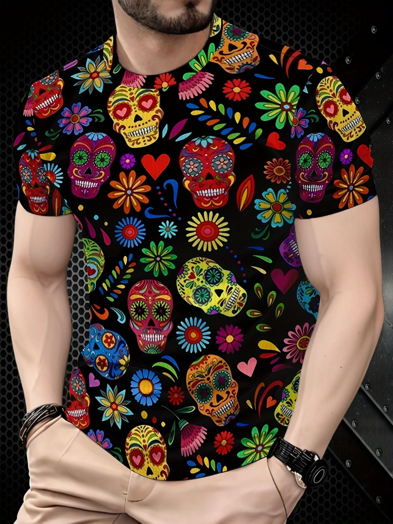 Easter Colorful Skull Men s Fashion Breathable T-Shirt S