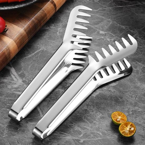 Rust Proof Metal Tongs Stainless Steel Spaghetti Tongs, Comb?Shape Pasta Serving Multi?Purpose Barbecue Grilling Kitchen Food for Spaghetti,