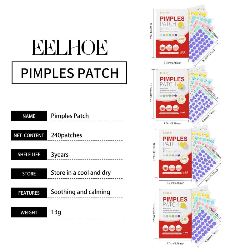 Heart Star Flower Round Pimple Patch for Spot Hydrocolloid 240pcs for Blemish Concealing Facial Care