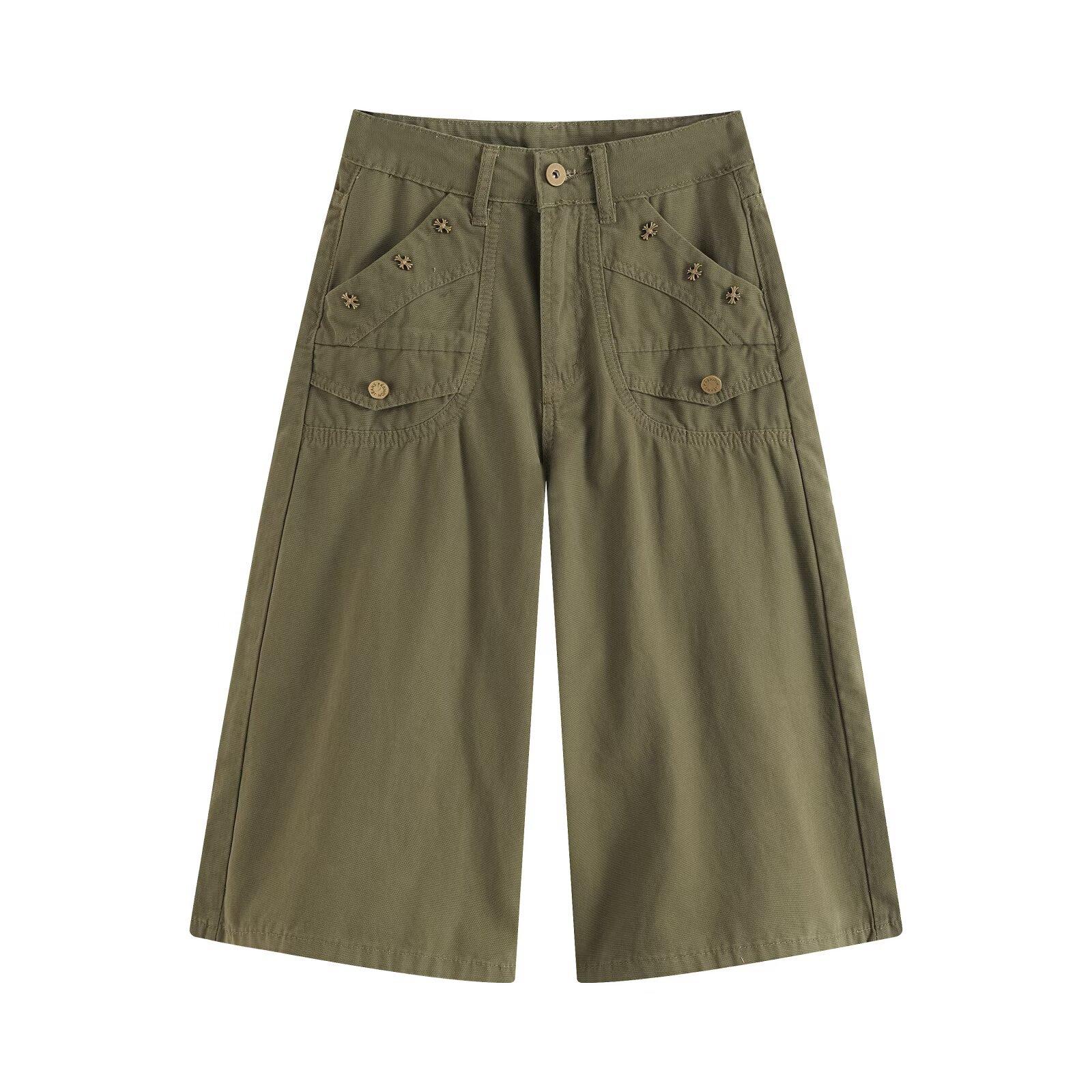 European and American style, new women s wear, classic, versatile, fashionable, chic, trendy denim shorts XS оливковый
