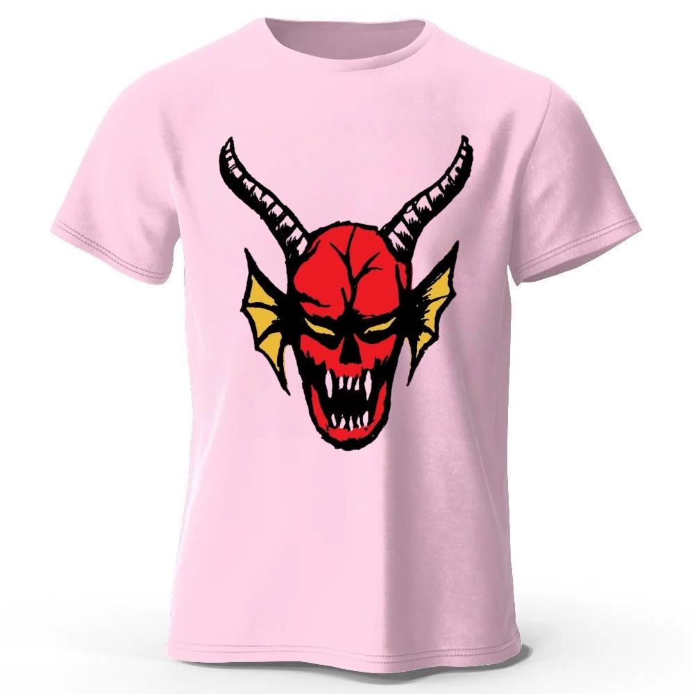 Sharp Edged Red Devil Print Pure Cotton Tshirt Summer Mens Daily Casual Soft Highquality Plus Size Sports Short Sleeved Shirt