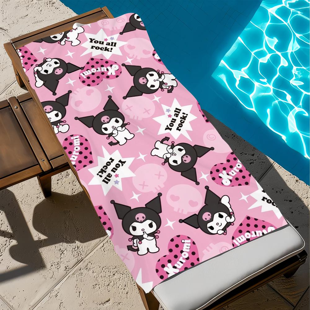 CUTE K-kuromi-i Towel Beach Quick Dry Soft Pool Towels Gift for Travel Gym Shower Camping sports