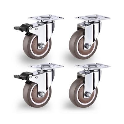 Roti pivotante din cauciuc 4 buc, cu frana Roti blocabile fara zgomot Roti mobile pentru mobila, echipamente medicale, carucioare