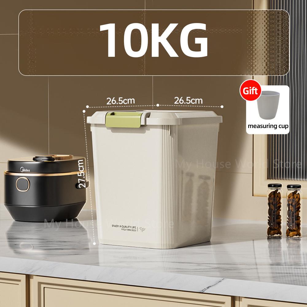 Recipient Orez 10KG Cutie Depozitare Orez Dozator Cereale Sigilat cu Cataramă Rezistent la Insecte Recipient pentru Cereale/Hrană Animale de Companie Organizator Bucătărie