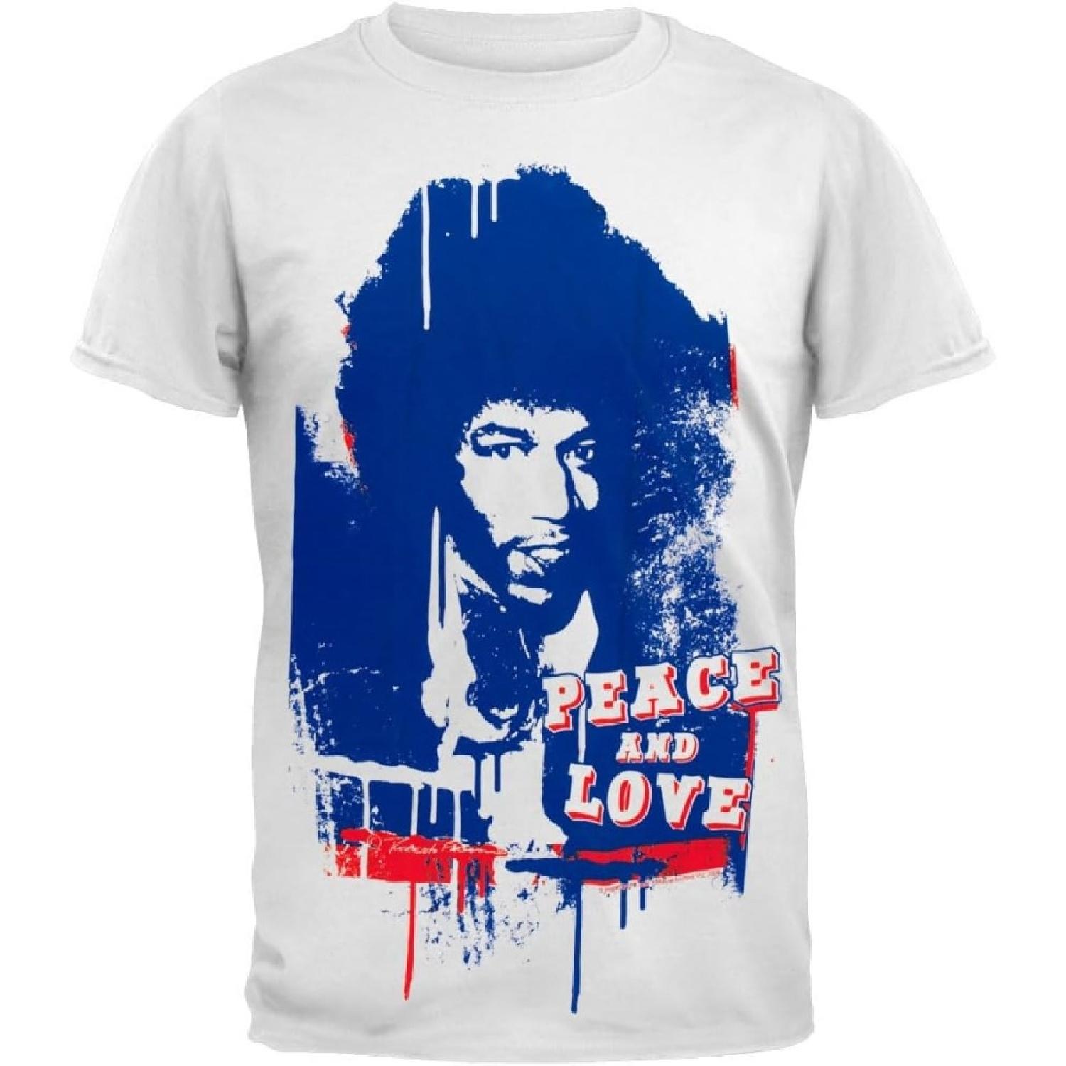 Jimi Hendrix - Peace Love Soft T-Shirt XXXXXL белый