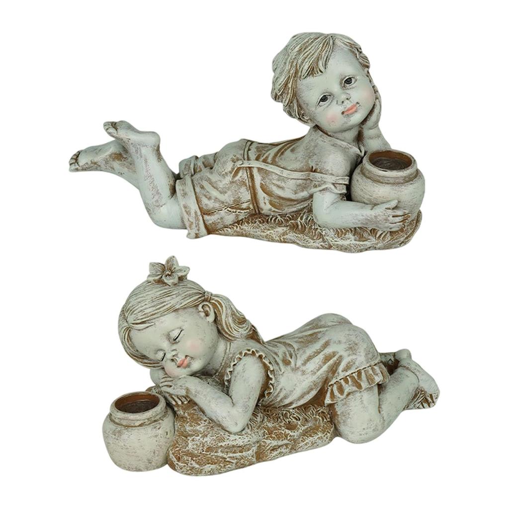 Garden figure child statue garden statue with solar lighting creative lying