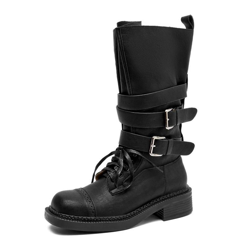 

Женские ковбойские сапоги в западном стиле Новые мотоциклетные сапоги с высоким голенищем Женские модные сапоги для верховой езды на блочном каблуке Женские 40