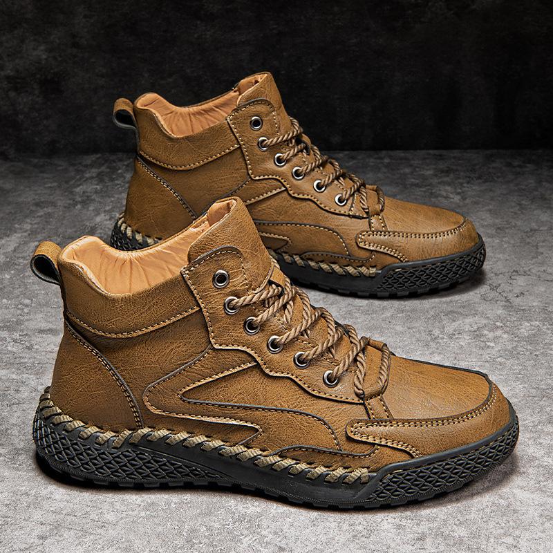 

Autumn and winter 2025 new large size hand-stitched high-top Martin boots leather boots Korean version cotton-added warm men s shoes 46