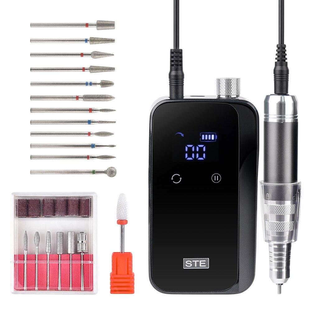 Mașină de găurit unghii 35000 rpm cu afișaj LCD HD reîncărcabilă pentru manichiură Mașină portabilă de frezat unghii