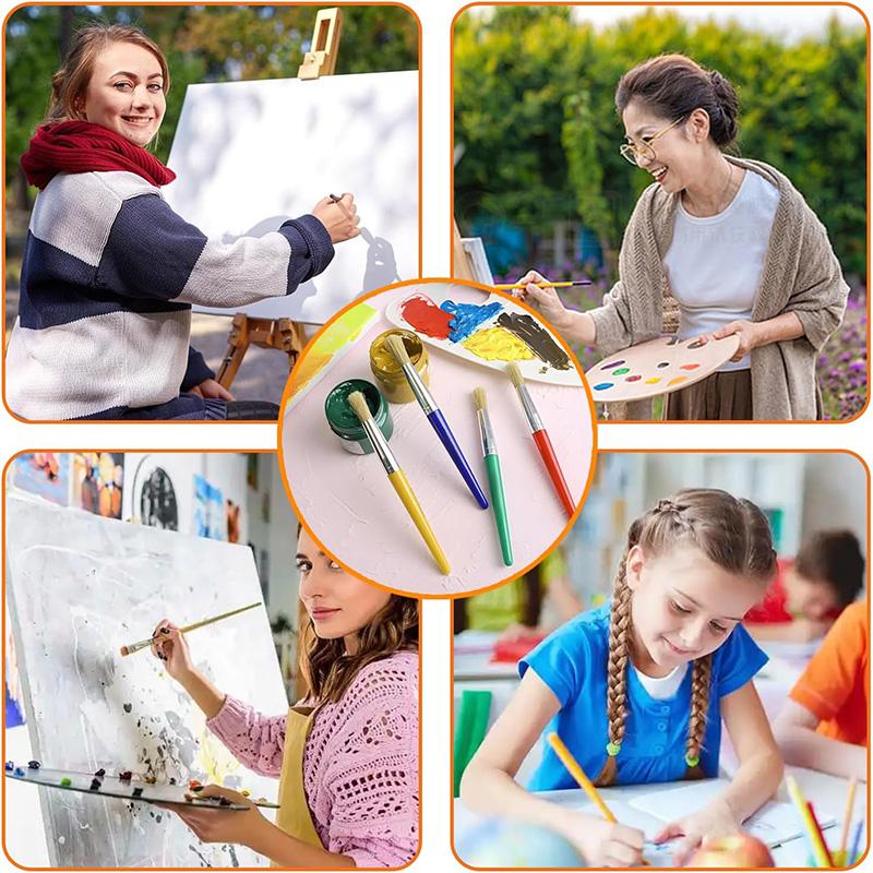 4Pcs Toddler Paint Brushes Set Coloful Paint Brush Set for Kids Round Bristle Tip Paintbrushes for Kids Beginners Art Supplies