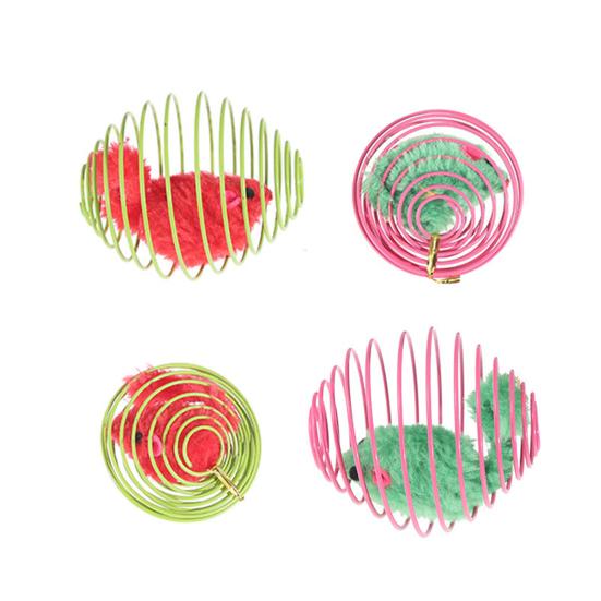Yousheng Cat Toy Built-in Plush Mouse Spring Wire Cage Design Boredom Relief Pet Cat Chew Toy Cat Hunting Simulation
