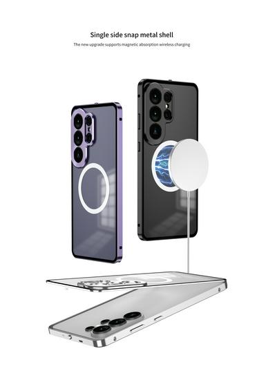Metal Phone Case with Spring Buckle for Samsung S26 Ultra, S25 Ultra, S25+, and S24+ (Single-sided, Cross-border Compatible)
