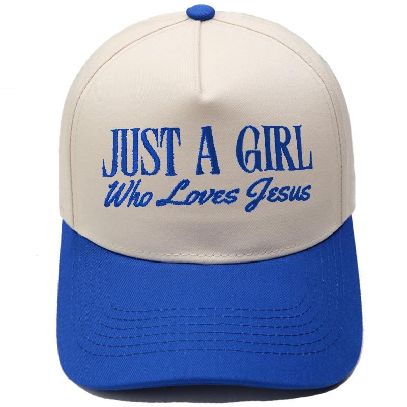 JUST A GIRL Truck Driver Hat Embroidery Color Matching Baseball Cap Men's and Women's Casual Outdoor Sun Hat