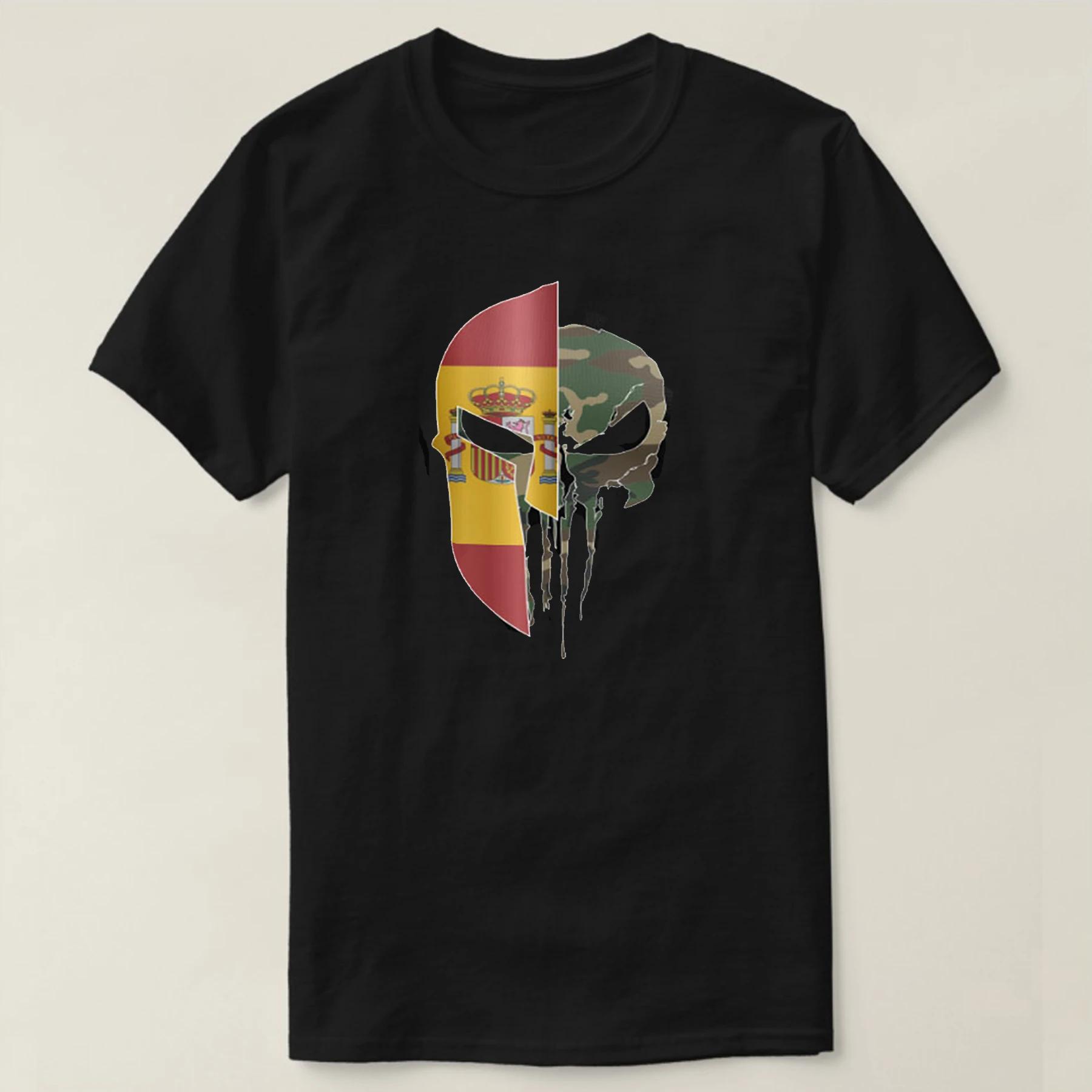 

Spanish Armed Forces Spartan Helmet Skull T Shirt New 100% Cotton Short Sleeve O-Neck T-shirt Casual Mens Top - Men s Summer ... S разноцветный