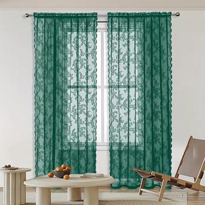 Transparenter Spitzenvorhang, universell einsetzbar, einfach zu installieren, Gothic, Vintage, Blumenmuster, transparent, für Schlafzimmer, Luxus