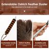 Extendable Ostrich Feather Duster With Stainless Steel Long Handle Brush Household Ceiling Fan Furniture Dust Cleaning Tool