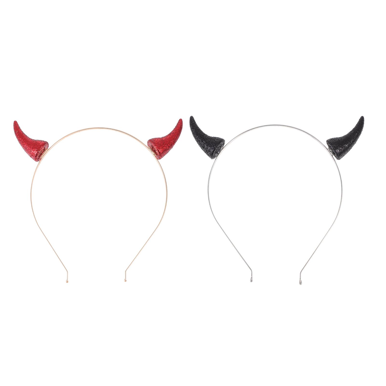 2Pcs Funny Devil Horns Hair bands Halloween cosplay Costume Demons Horns Headbands kids birthday Halloween Devil Horns Headwears красный