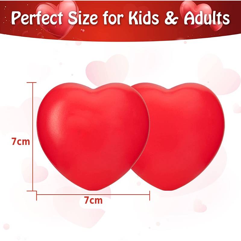 2pcs 7cm Heart Stress Balls Valentine's Day Heart DIY Mini Foam Balls Stress Relief Balls for School Carnival Reward Party Favor