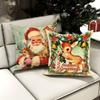Merry Christmas Decoration Pillowcase New Year Gift Santa Claus Fawn Pattern Home Room Decoration Sofa Cushion Cover