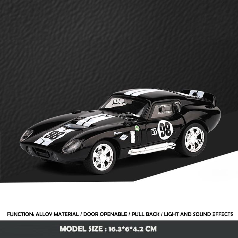 Simulation 1/32 Ford Shelby Cobra Sports Car Model Sound and Light Pull-Back Toy Vehicle Boy Ornament Collection Miniature Voiture