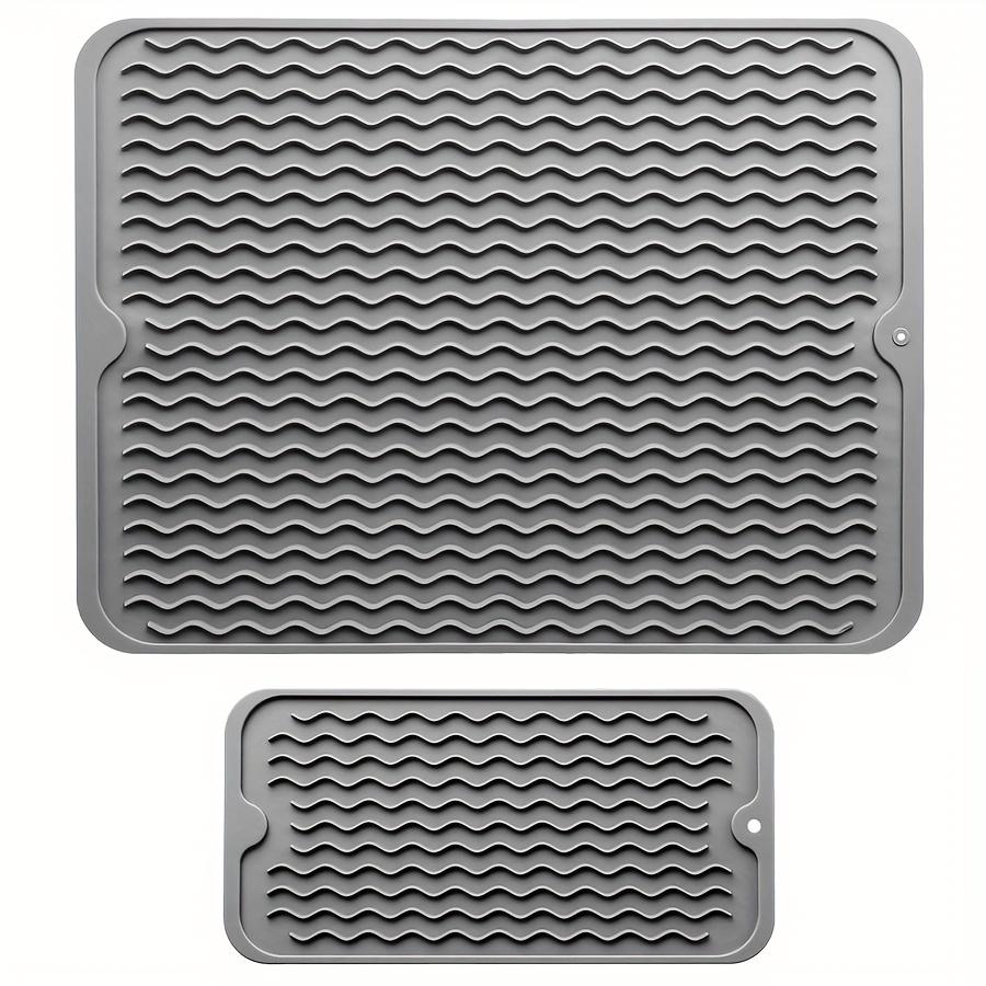 2 шт. Нескользящие силиконовые коврики для сушки посуды, Многоразовые, Термостойкие силиконовые коврики для кухонной столешницы, Раковины, Вкладыш для ящика, Посудомоечной машины серый