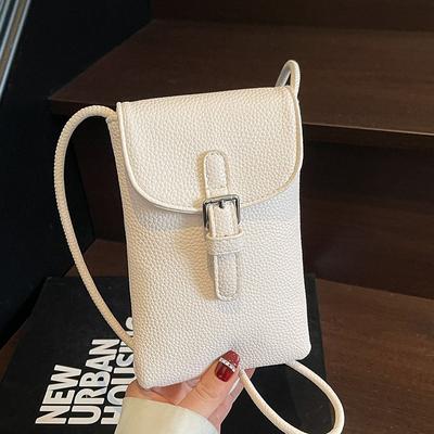 Spring and Summer Niche Simple Dopamine Color Lychee Pattern Mobile Phone Bag Versatile Commuter Messenger Bag Bag Female