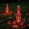 Glowing Skull Figurines for Lawn Solar Skeleton Yard Stake Light, Halloween Garden Decor Outdoor Lights with Cloak, Waterproof Lamp Haunted