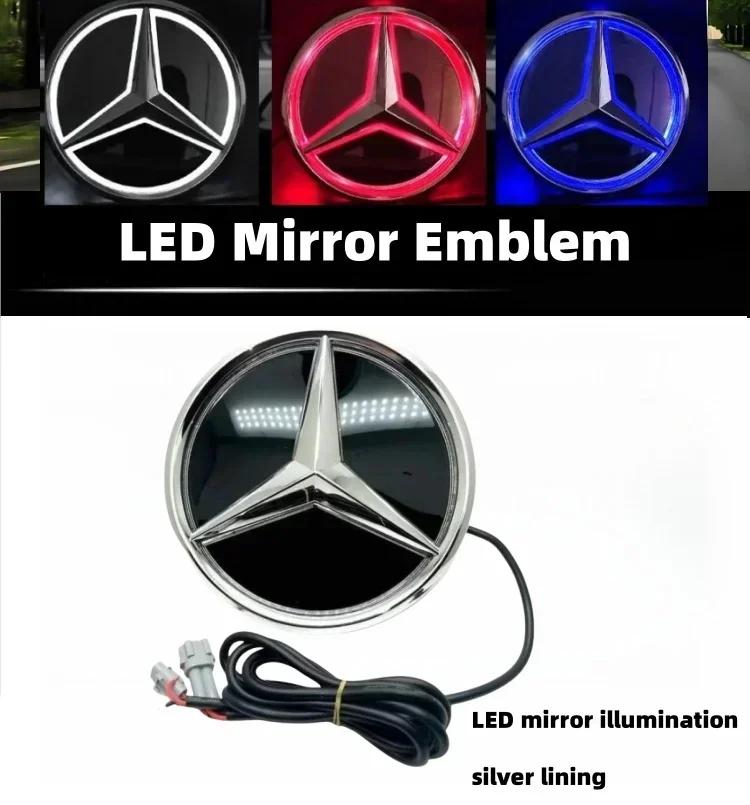 Adesivo per Auto Per Mercedes Benz Auto Griglia Anteriore Logo Luce Specchio Faccia Emblema Badge LED Luce Decorativa Luminosa Per Mercedes Ben