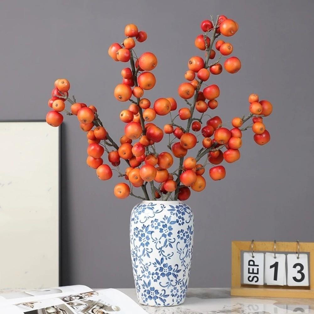 30 Heads Artificial Fruit Branch Small Fruit Green Plants Foam Fruits Branch Realistic Plastic Fake Plants Wedding Decor