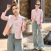 2025 Spring/Autumn Women's Chinese-Style Jacquard Coat with Frog Buttons, Stand Collar, Fashionable and Versatile (ZY8816)