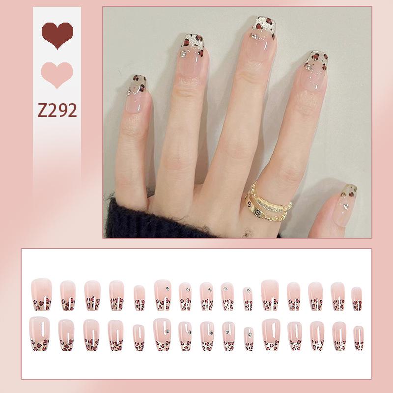 

Spicy Girl Premium Autumn/Winter French Leopard Print Cat Eye Nail Tips Glue Version